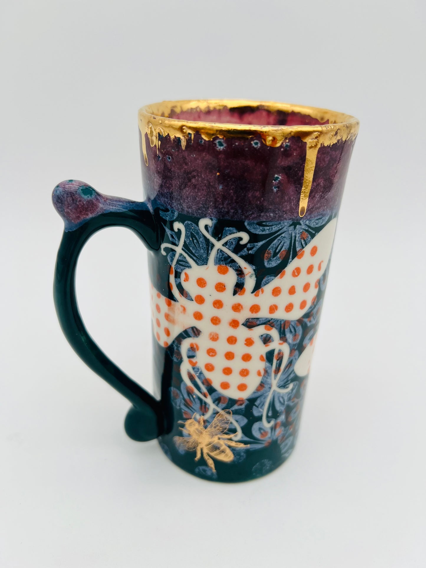 Tall, Slim Polka Dot Bee Mug