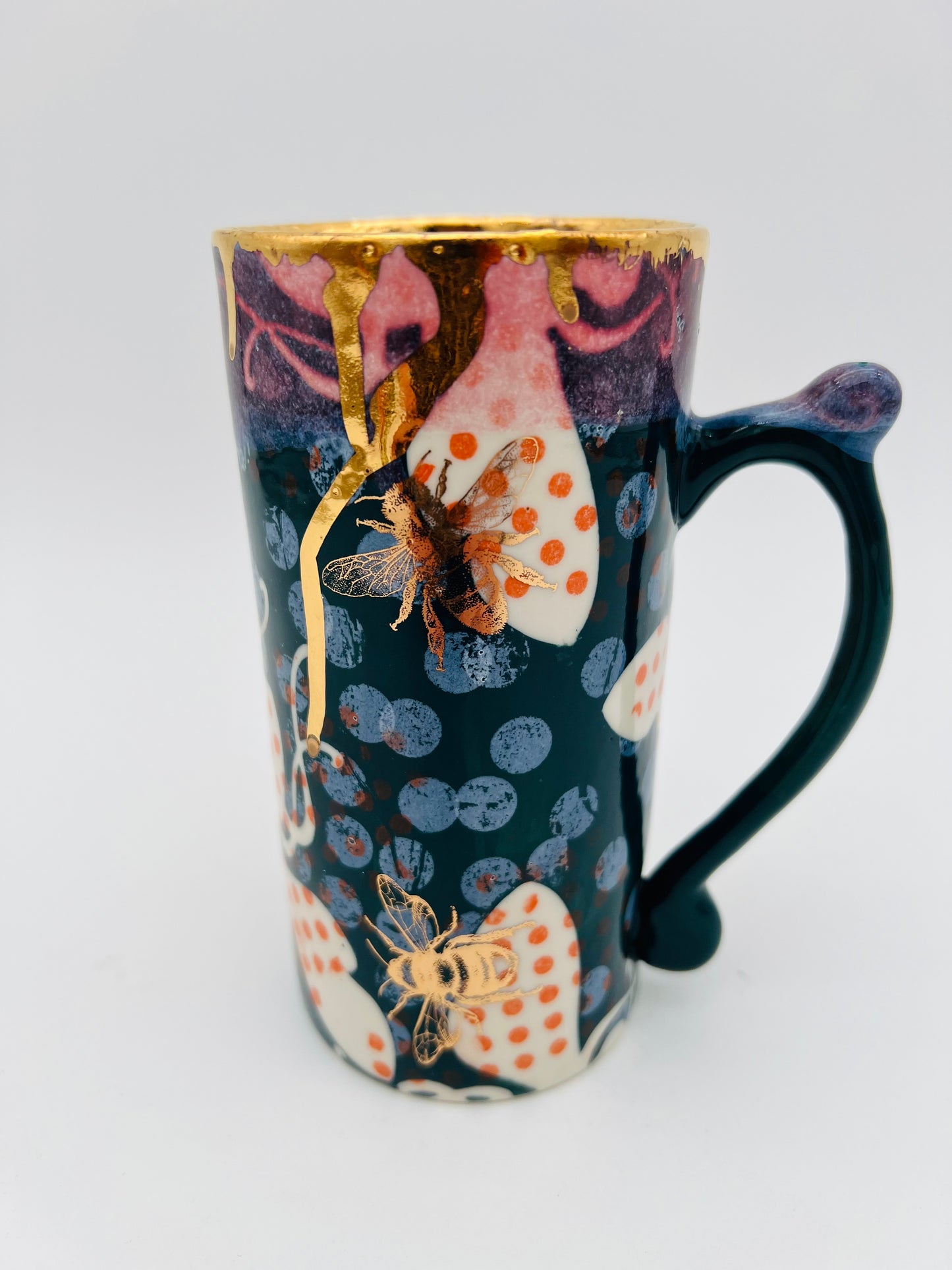 Tall, Slim Polka Dot Bee Mug