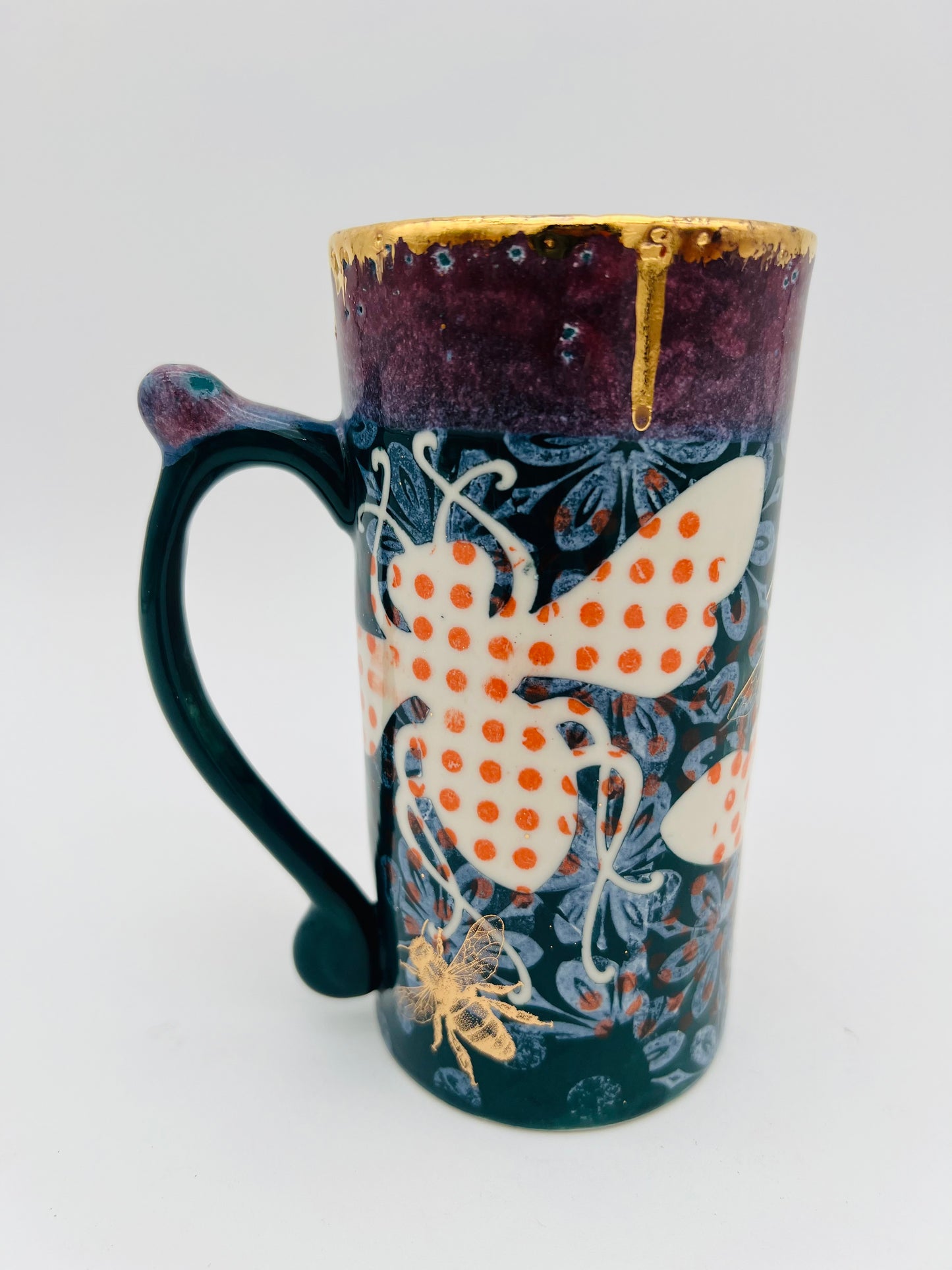 Tall, Slim Polka Dot Bee Mug