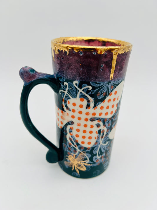 Tall, Slim Polka Dot Bee Mug