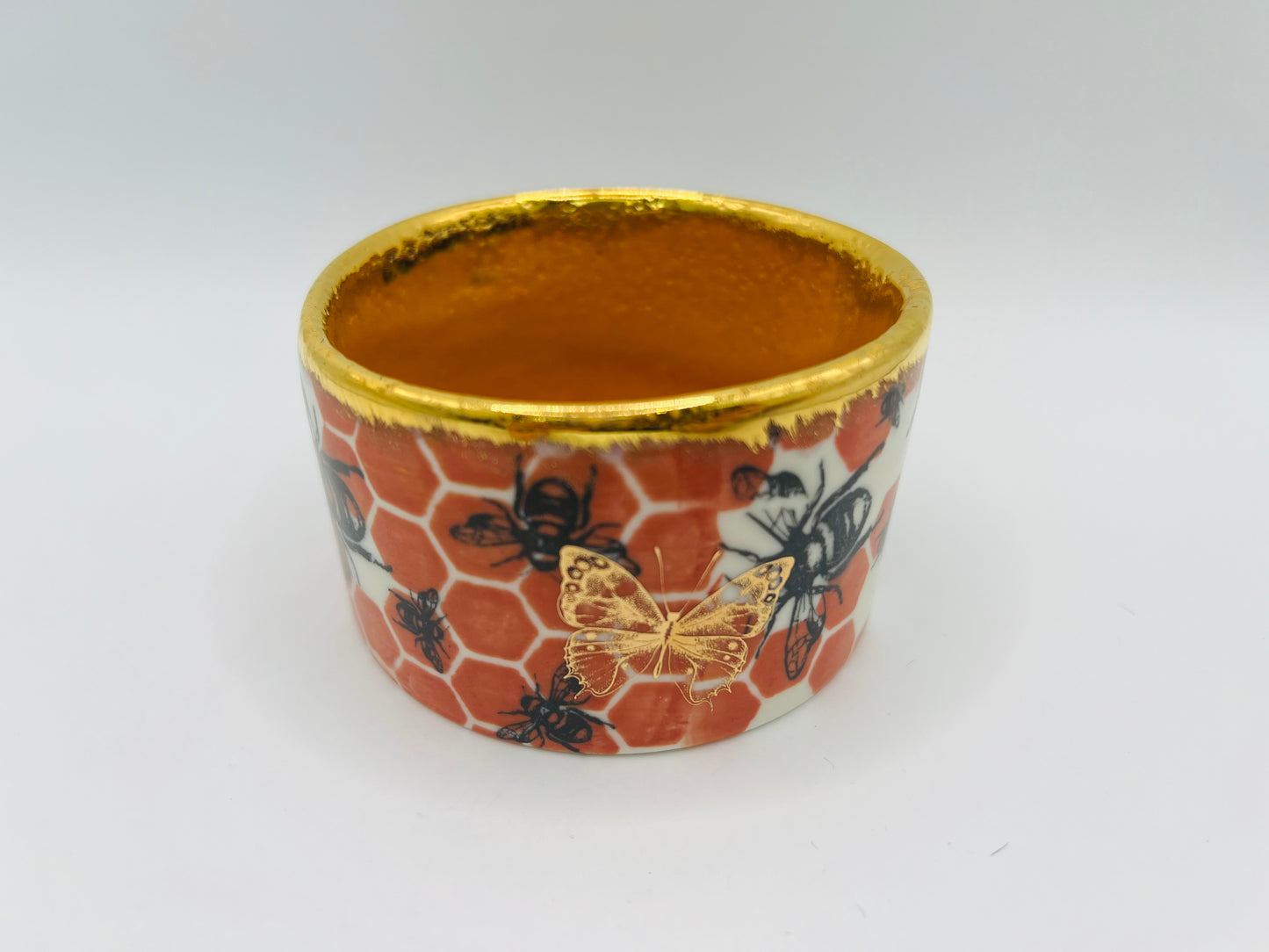 Small, Orange Cylinder Pot