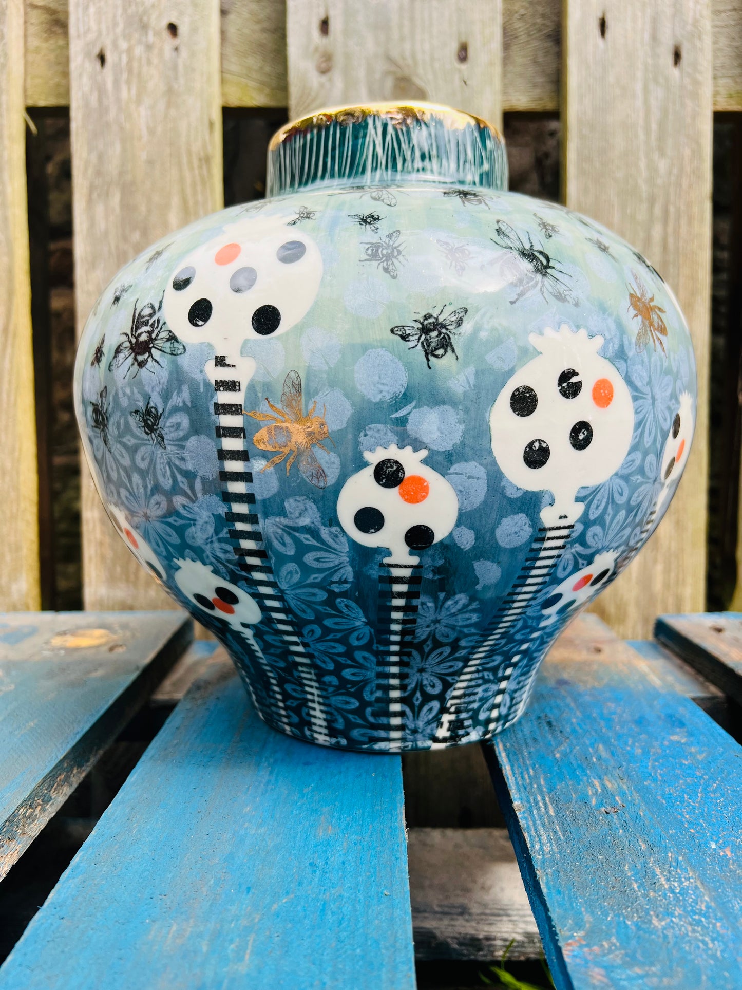 A Big Blue Poppy Seed Hue... Vase